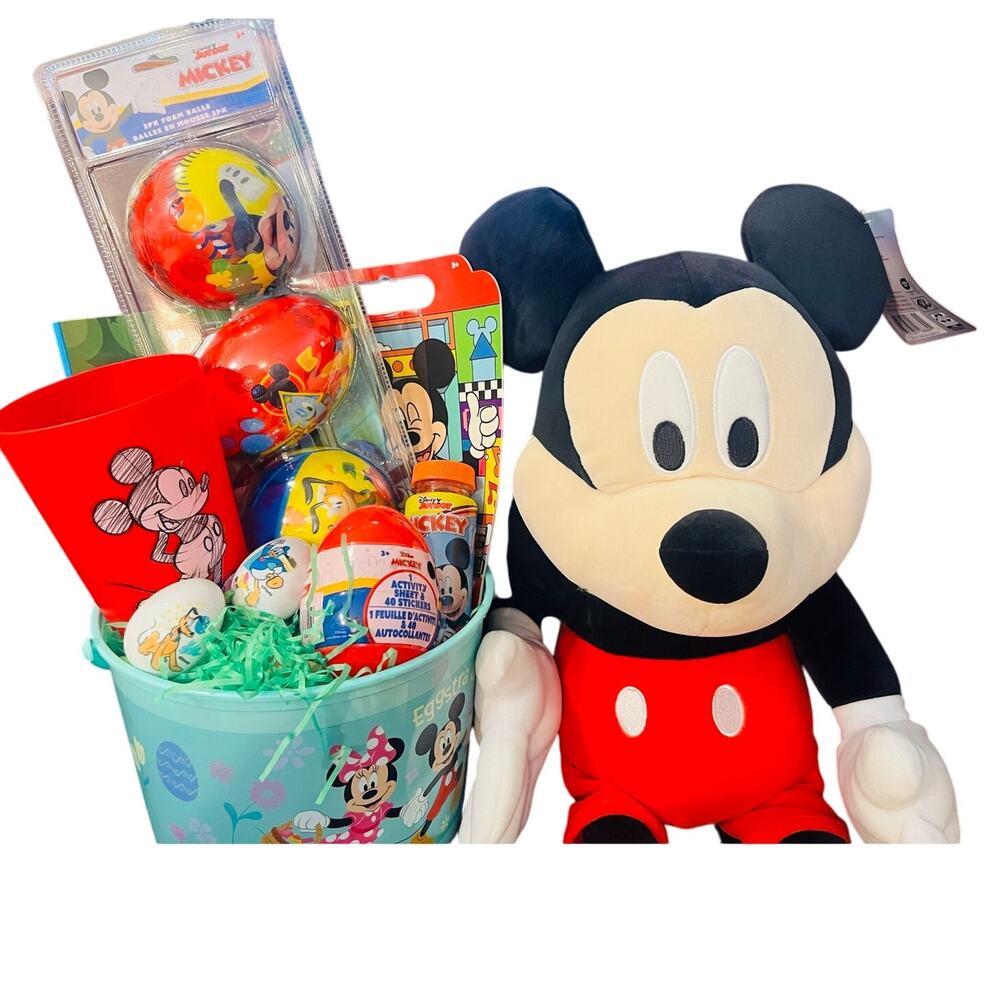 Mickey Mouse Easter bundle 24 inch large Mickey Pillow Buddy, kit ,red cup
